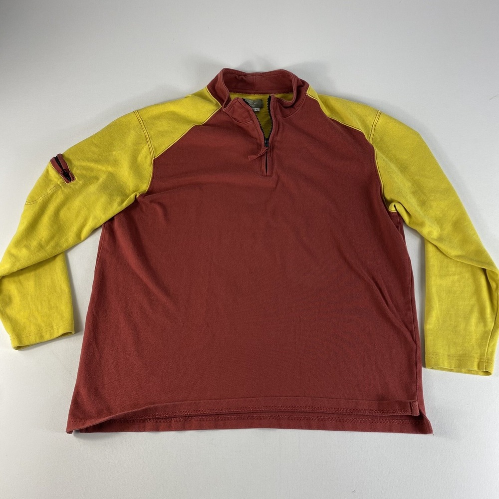 Territory Ahead Sweater Mens XL 1/4 Zip Red Yellow Heavy Pullover Cotton